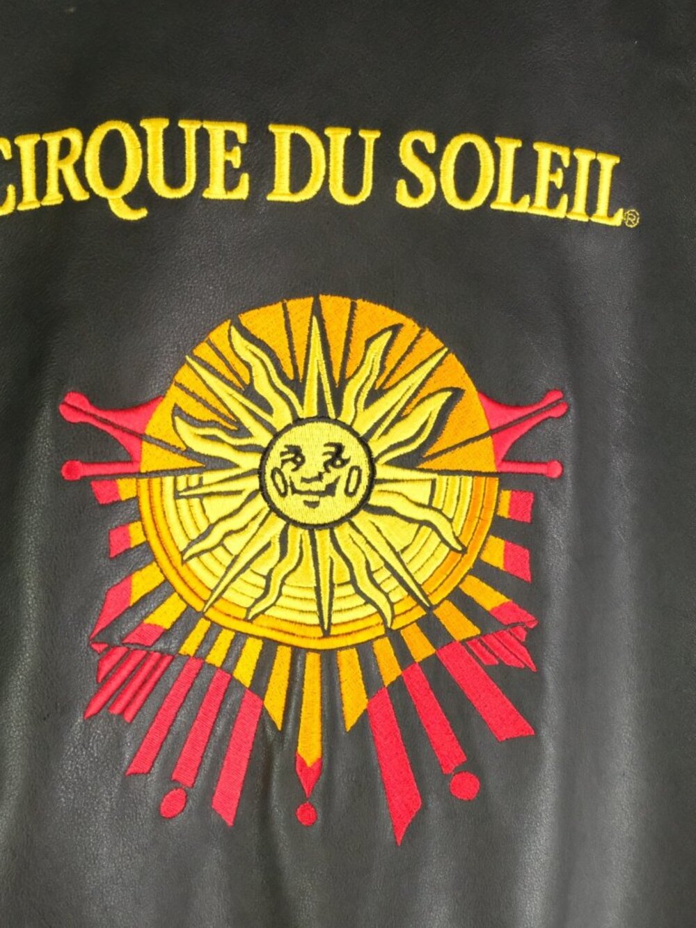 Vintage Cirque De Soleil Leather Jacket Mens XXL 2XL Embroidered Button Up 90s